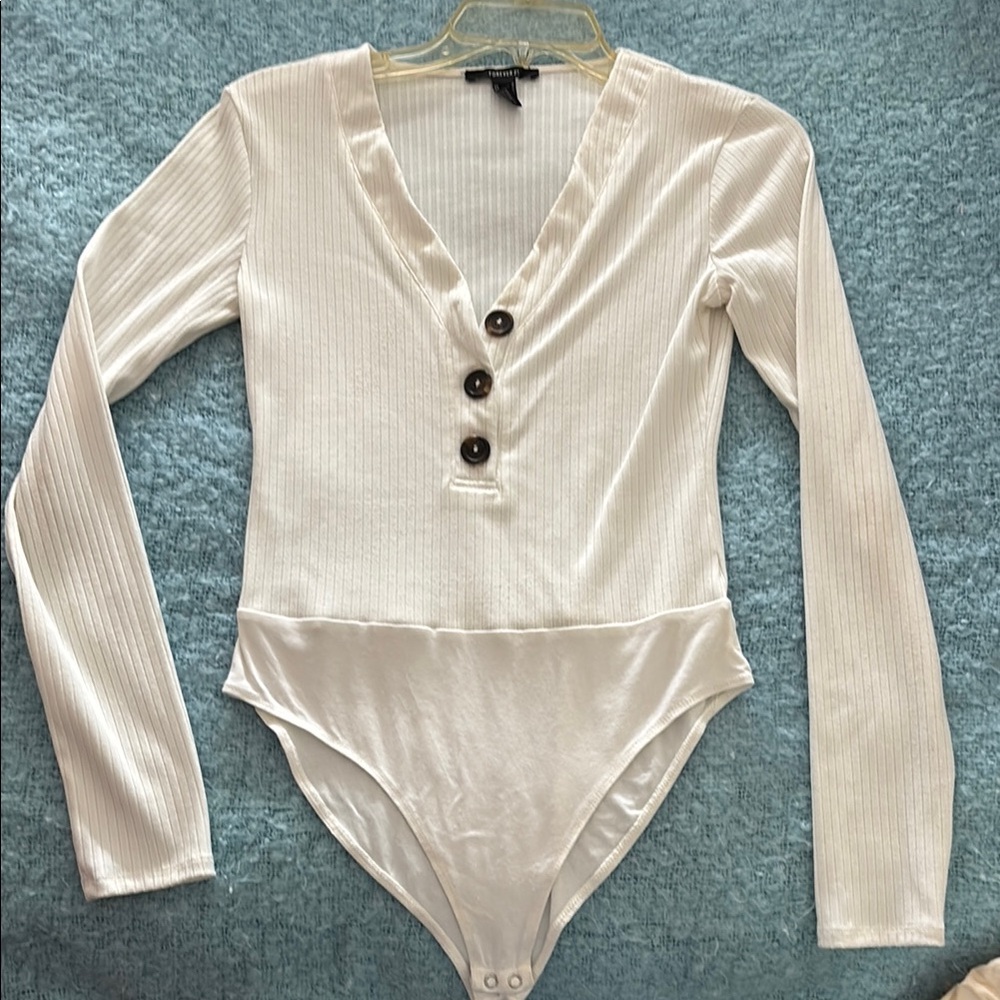 Forever 21 Cream Ribbed Kids Bodysuit